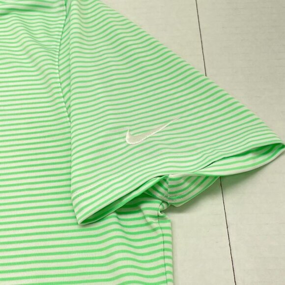 Nike Golf Men's Golf Shirt - DRI-FIT - Green & White Striped - Size L - GUC - Picture 5 of 11